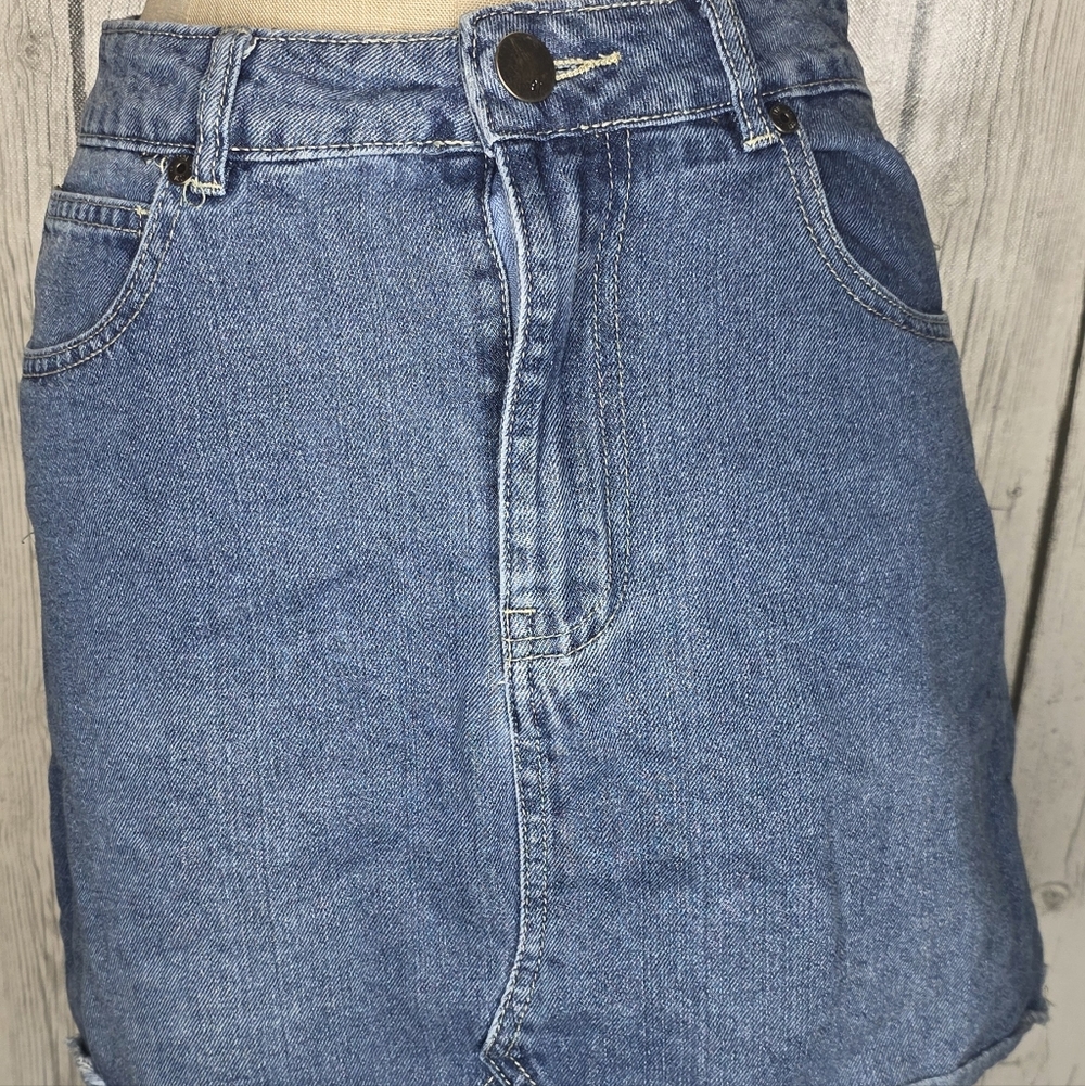 Cotton On Blue Denim Mini Skirt Festival Grunge 6 Staple